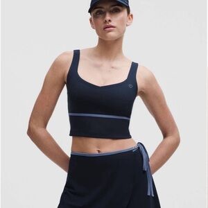lululemon athletica Navy Crop Support Top with Contrast Trim